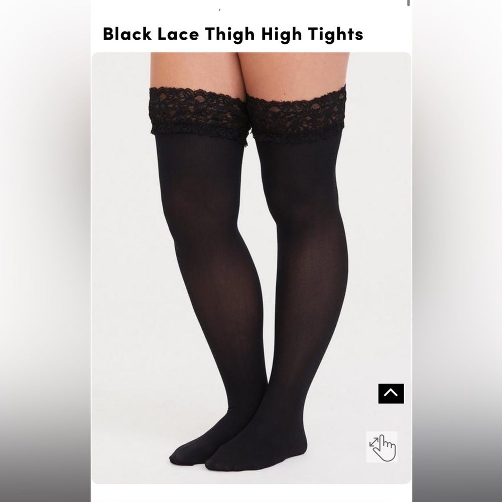 Torrid Plus Size Black Lace Thigh High Tights 3/4